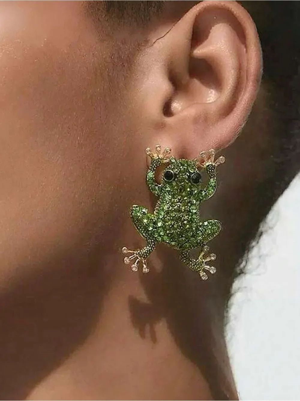 statement Green Frog Earrings A1641